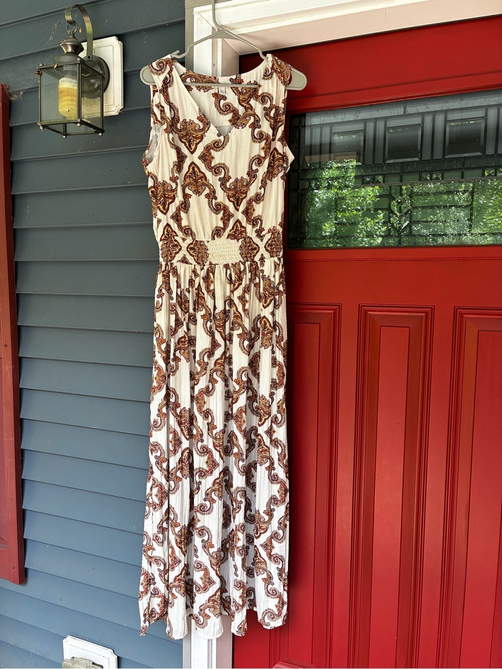 Est. 1946 Cream and Brown Sleeveless Maxi Dress - Elegant Printed Summer Dress